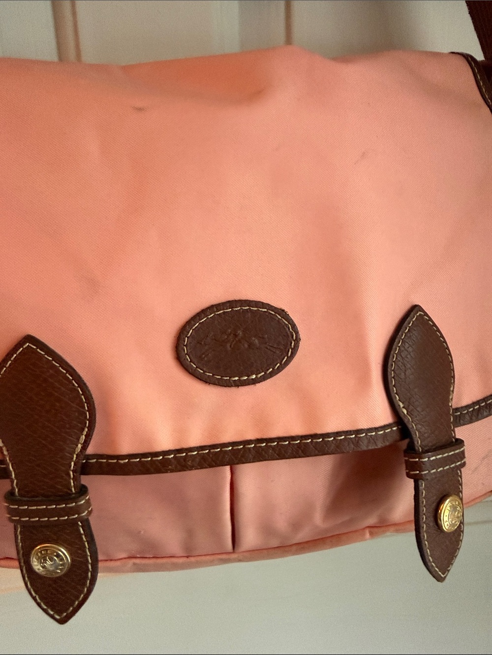 Longchamp Pink Crossbody with Brown Trim and Adjustable Strap - Picture 2 of 8